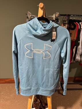 Under Armour Women's Rival Fleece Logo Hoodie Light Blue Size Small